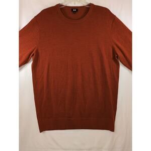 Uniqlo 100% Wool Crewneck Sweater Rust Orange Men’s L Preppy Classic